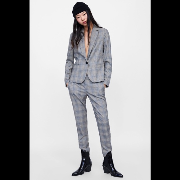 Zara Jackets & Blazers - ❤️Zara plaid grey suit S US 4